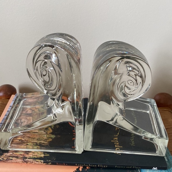 Vintage Art Deco Wave clear glass bookends - Picture 2 of 9